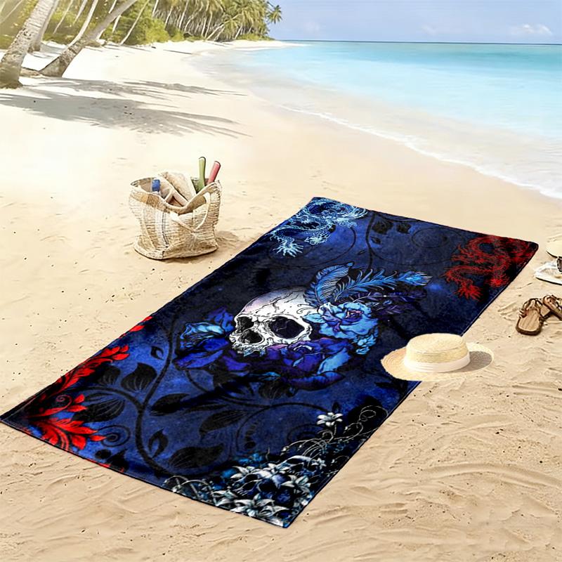Gothic Skull Print Beach Towel, Large Soft Quick Dry Towel for Beach Camping Swimming
