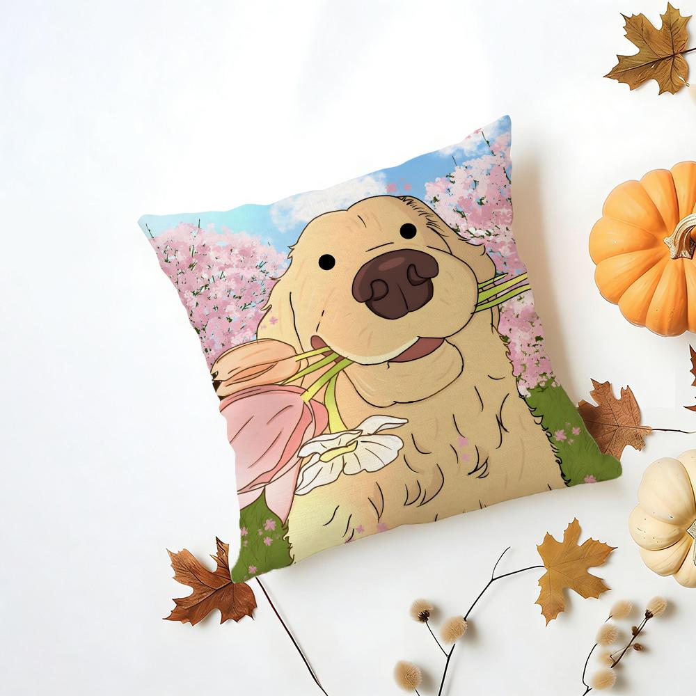 LLabrador Retriever Cushion Cover Washable Linen Pillowcase Soft  for Daily Sofa Bed Home Room Decor