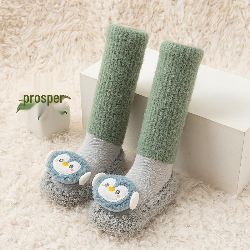 Cozy Velvet-Lined Non-slip Toddler Floor Socks - Autumn/Winter High Top Style