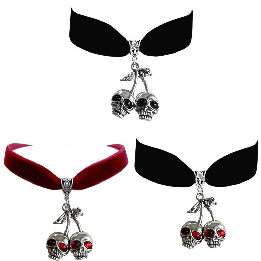 Gothic Skull Necklace With Velvet Chain For Women Fashion Accessory