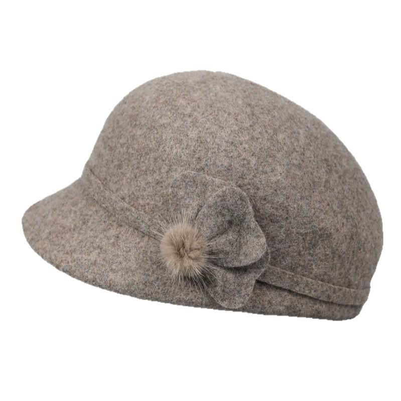 Autumn and Winter Women's Short Brim Cap In the Elderly Warm Wool Temperament Elegant Versatile Foreign Style Mother Hat