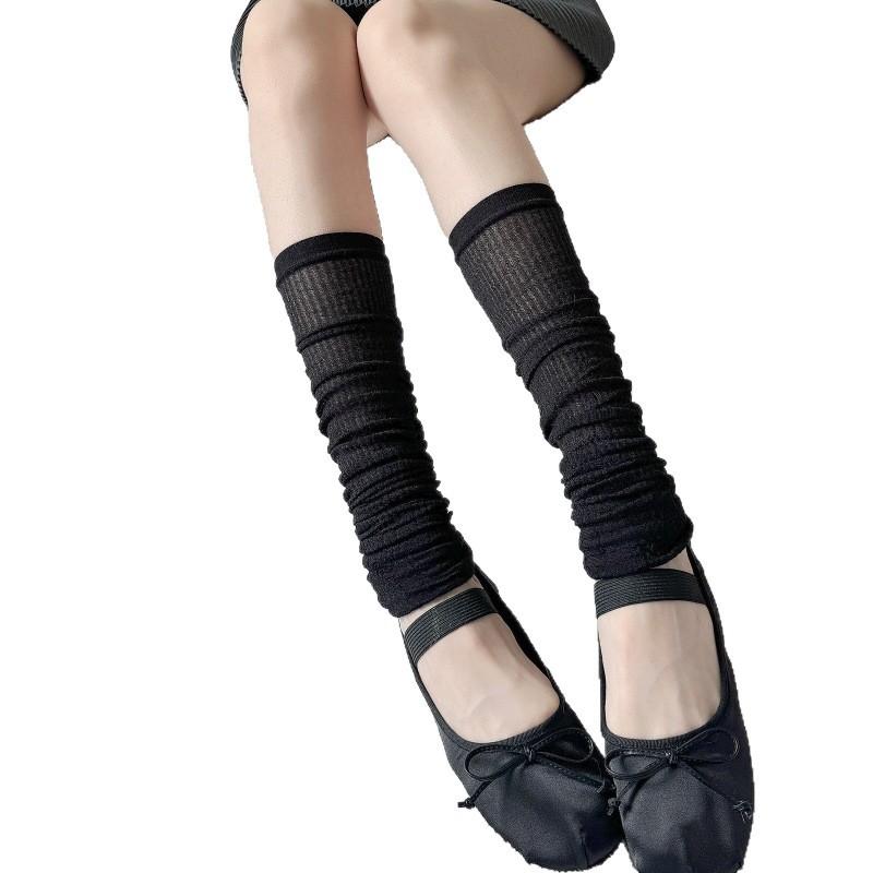 Mosquito-Proof Calf Socks Solid Color Versatile Foreign Style Small Fresh Japanese Medium Tube Socks Breathable Mesh Calf Cover