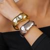 Gold Silver Color Metal Cuff Bangles Wide Opening Exaggerated Bracelet Wide Irregular Bangle  Women