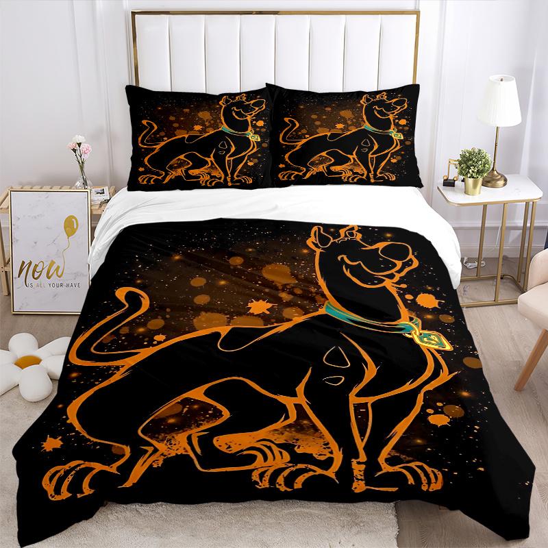 3pcs The Mystery Begins Scooby Doo Bedding Set Includes Quilt Cover and Pillowcases, Suitable for All Seasons H094