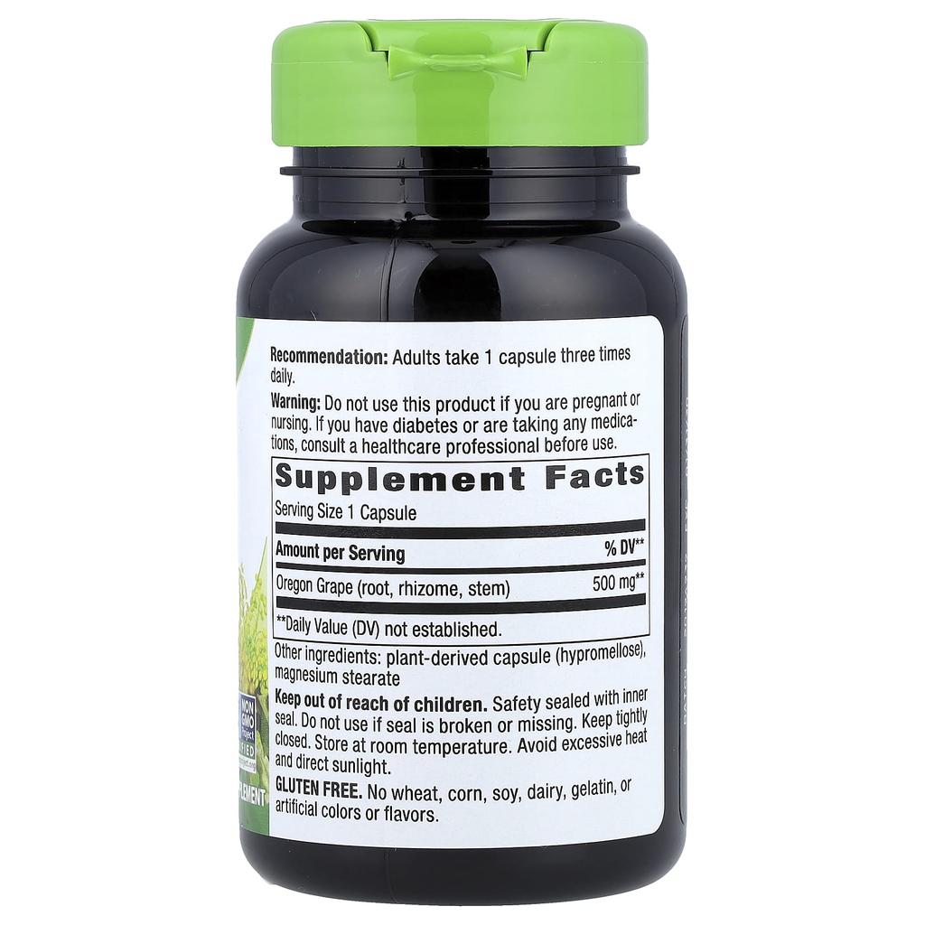 Nature's Way Oregon Grape, 500Mg, Vegan Capsules, 90
