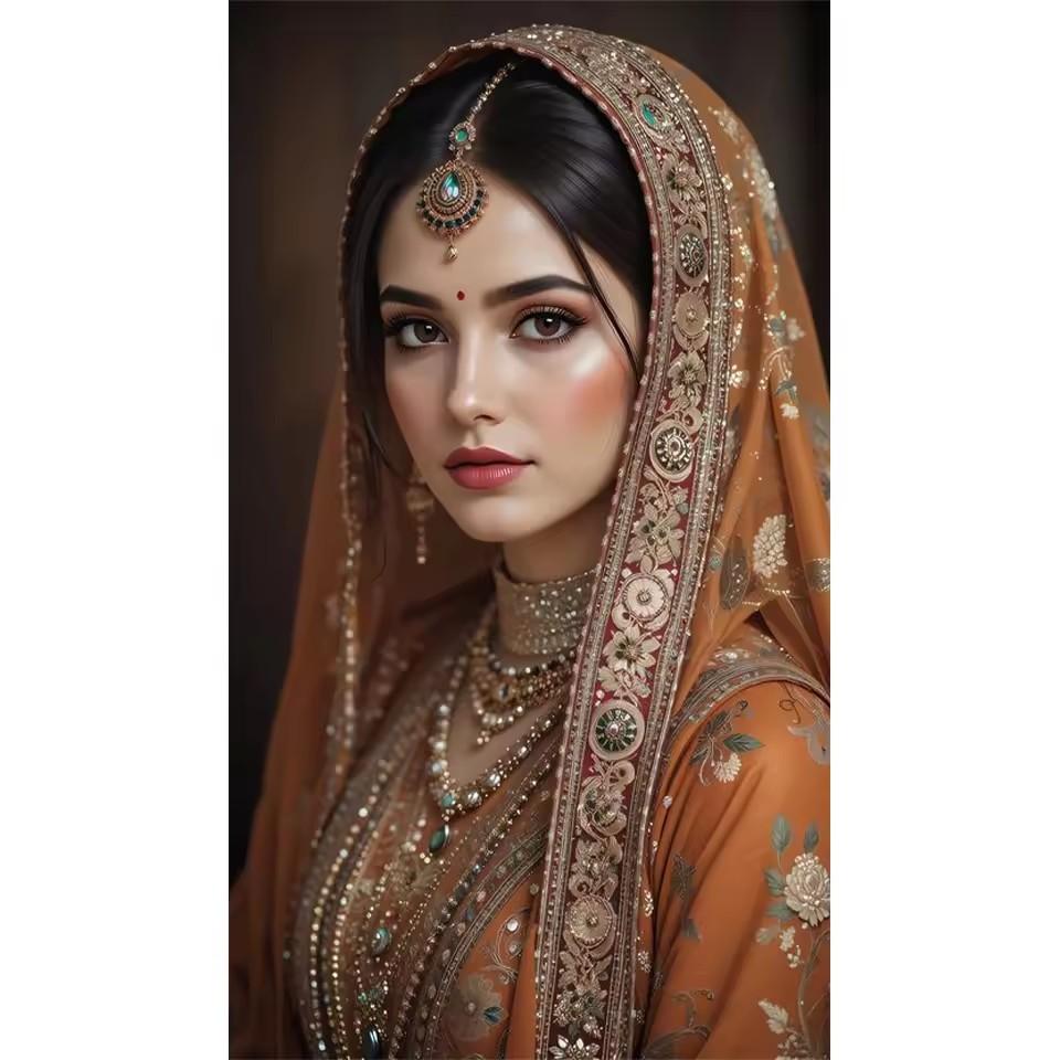 Headscarf Middle Eastern Women 5D Full Square Round Diamond Painting Art Mosaic Diy Cross Embroidery Kit Portrait Home Decor