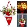 Christmas Hat Decoration Pendant with Pinecones Artificial Santa Hat Wreath with Red Berry Mini Bow Wall Drop Holiday Home Decor