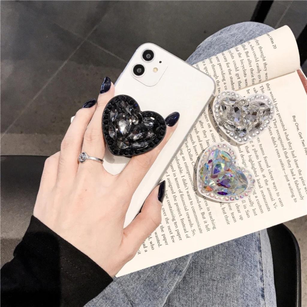 Pack Diamond Heart Snape Phone Socket Universal Expansion Bracket Finger Ring Phone Holder for Smartphone Holder Ejection Socket