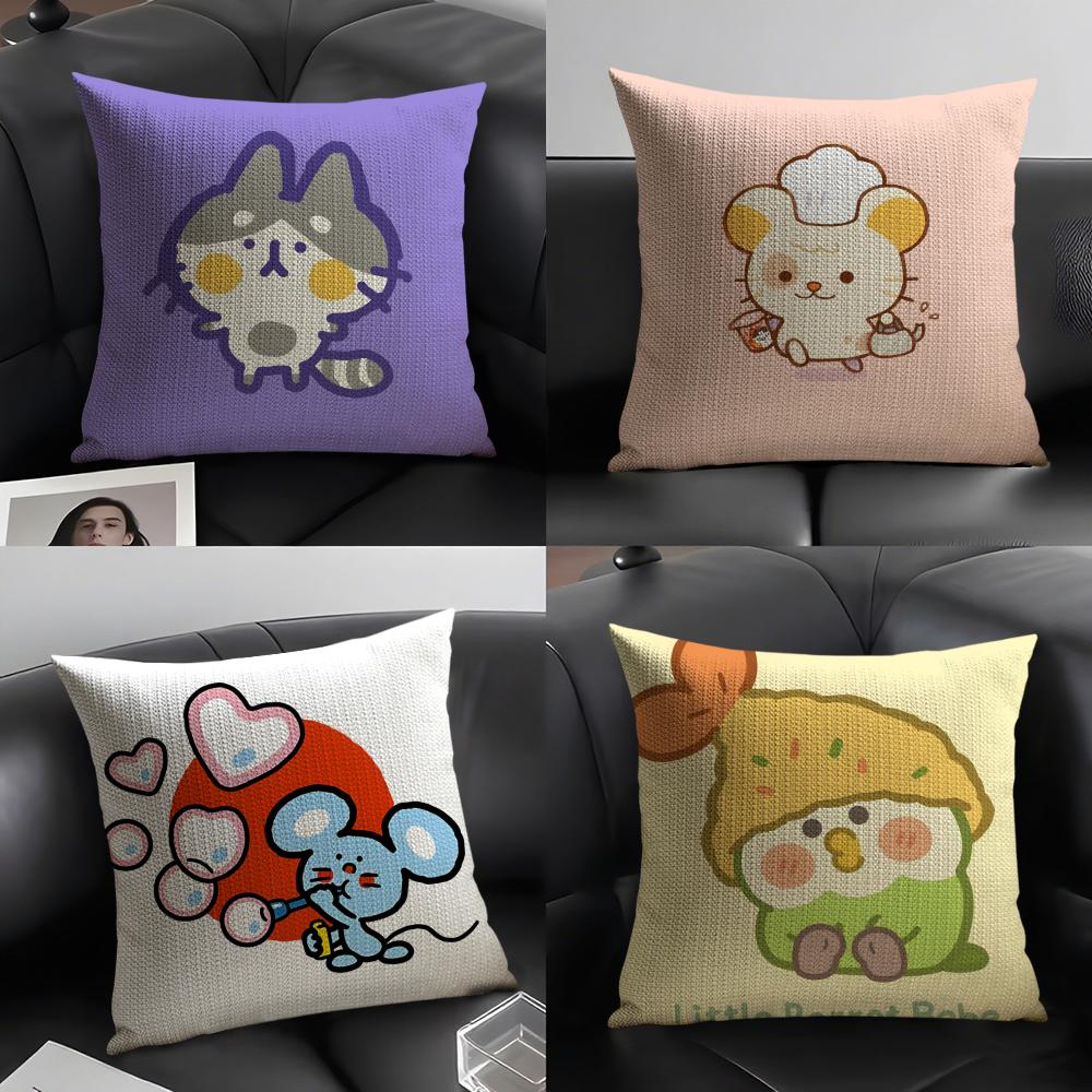 fashing Cartoon Colorful Animal Patterns Pillow Case Natural Linen Double-Sided Printing Sofa Home Decor Cushion Cover