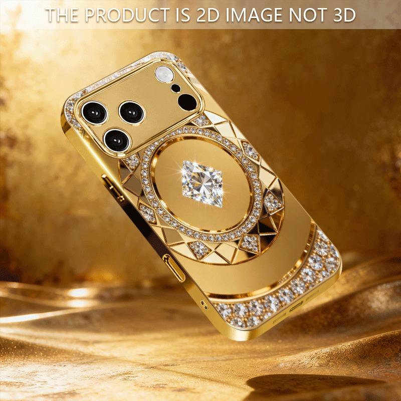 Golden Diamond Plate Pattern Gold Metallic Paint Glass Phone Case For iPhone 17 Pro Max 11 12 13 14 15 16 Plus 17 Air 16E Cover
