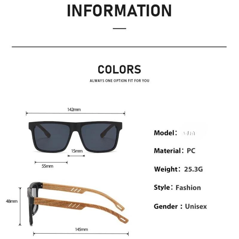 Fashion Wooden Bamboo Sunglasses for Men Women Vintage UV400 Protection Sun Glasses Unisex Square Frame Driving Shades Eyewear