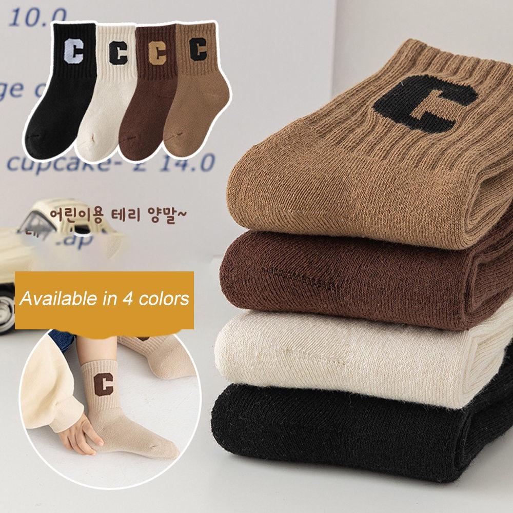 4 Pairs/Set Kids Socks Fashion Socks for Boys Girls Warm Hiking Thermal Winter Cozy Soft Thick Toddlers Crew Boot Socks