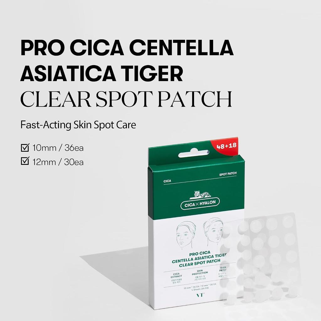 VT Cica Spot Pimple Patch(48 patches) Acne Care |Pro Cica Centella Asiatica Tiger Clear Spot Patch(48+18 patches)