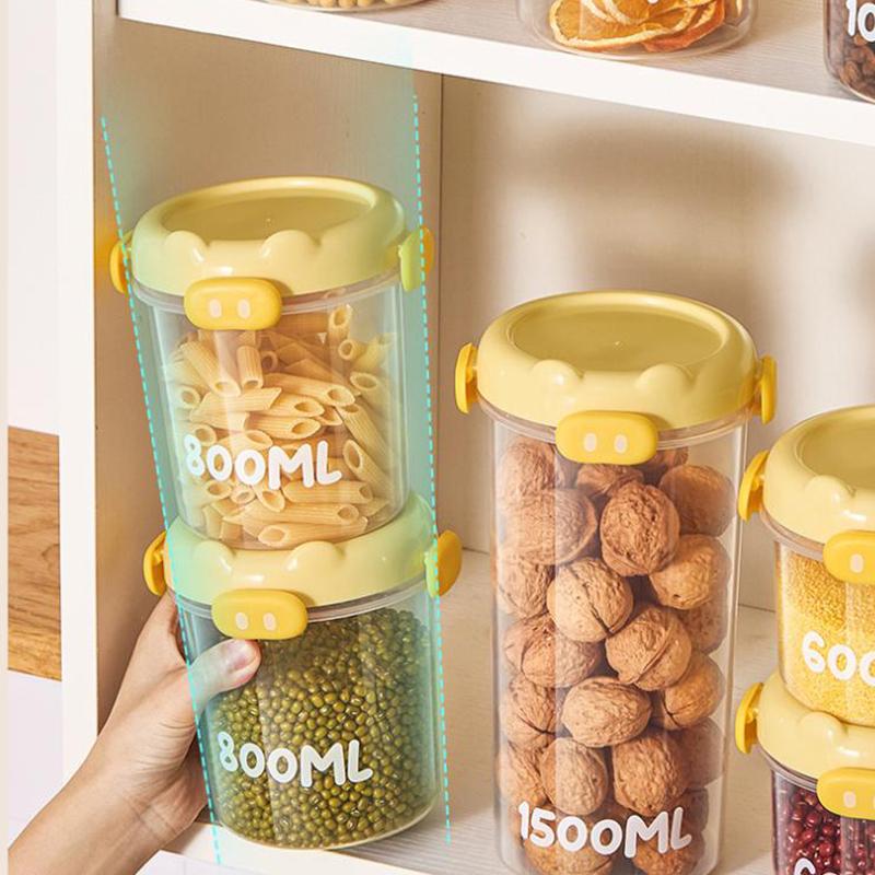 1Pcs Transparent Plastic Spice Jars With Plastic Cartoon Lid Airtight Spice Containers Empty Seasoning Jars For Spice Salt Sugar