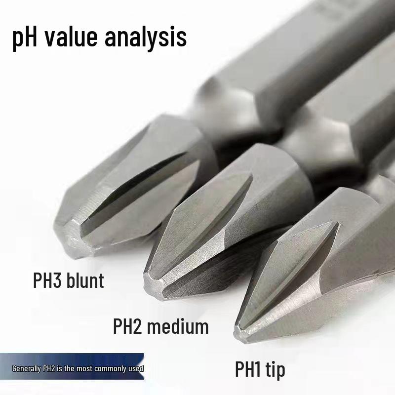 PH1/PH3 Industrial Grade Magnetic Phillips Screwdriver Bits - Pointed & Flat, High Hardness