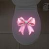 Pink Bow Toilet Stickers Featuring Glow-In-The-Dark Bows, Rhinestone Embellishments, And Luminous Designs