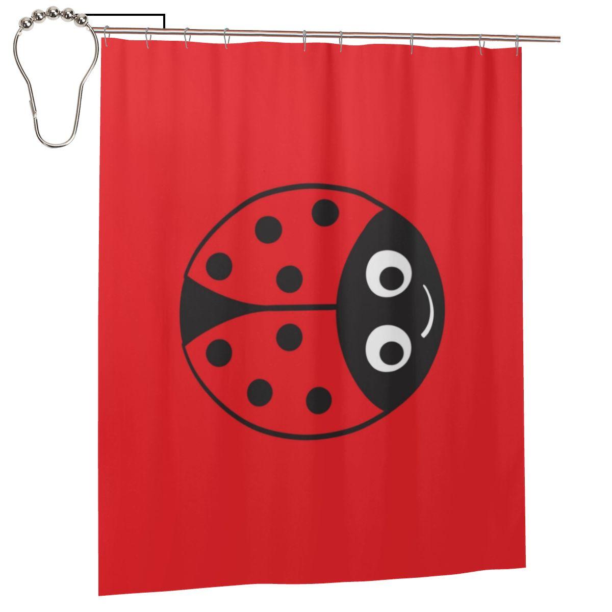 

Ladybug Girl Shower Curtain Bathroom Polyester Waterproof Bath Curtains With Hooks W60H190(CM)-1 Pcs