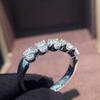Single Row Lab Moissanite Rings for Women Elegant Crystal 925 Sterling Silver Rings for Wedding Jewelry Size 6-10