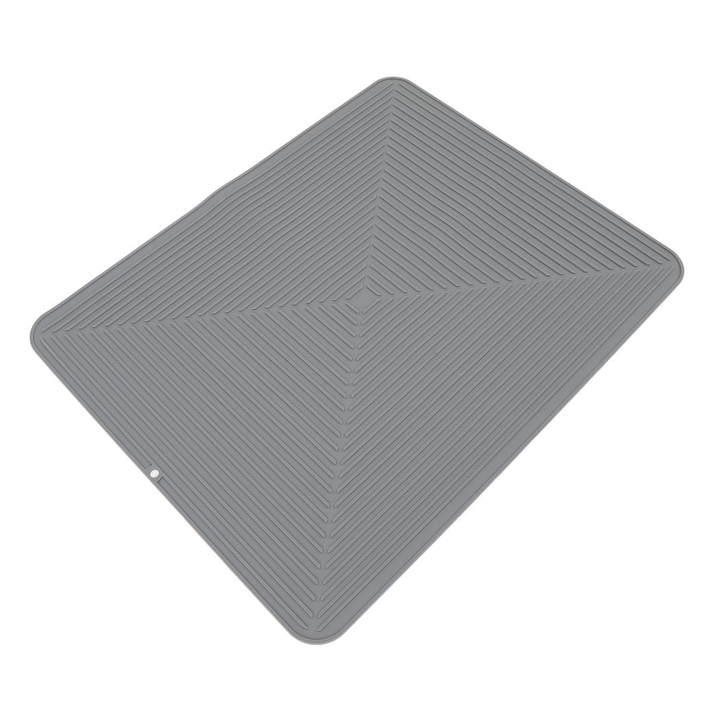 Silicone Dish Drying Mat Countertop Protector Heat Insulation Non Slip Drain Pad for Kitchen Counter Grey