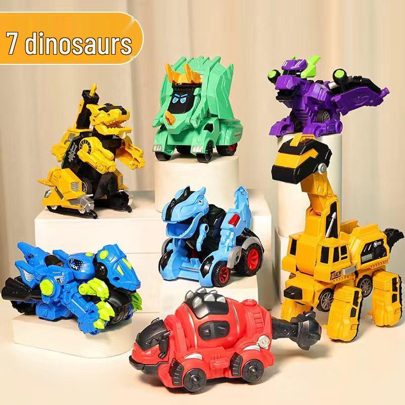 Transforming Dinosaur Inertial Toy Car: Plastic Engineering Vehicle for Kids