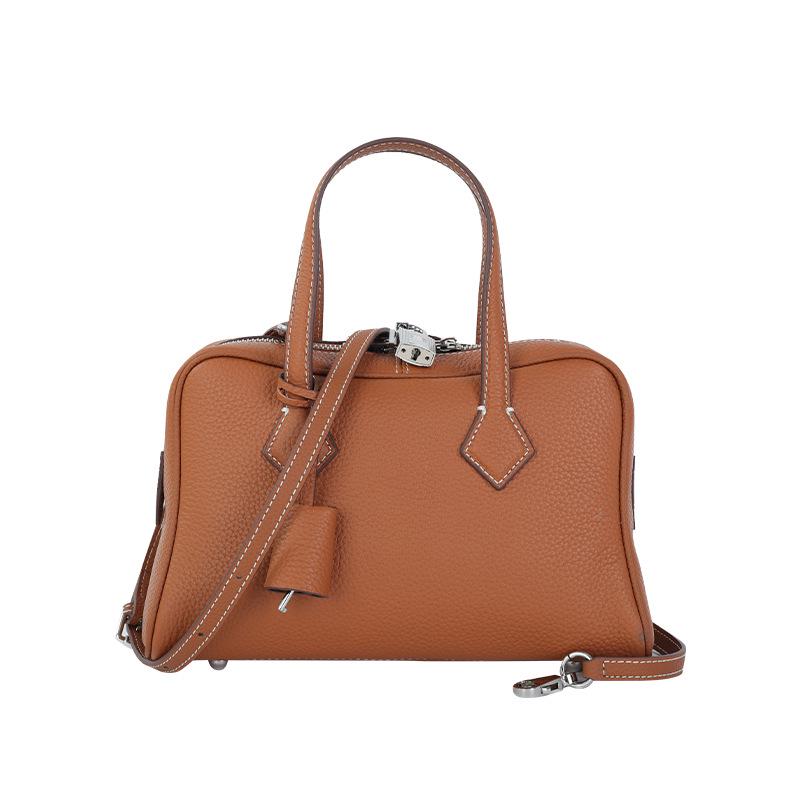 2025 Victoria Small Capacity Leather Boston Shoulder & Crossbody Bag