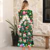 Damen Weihnachten Bedrucktes Modisches Lockeres Rundhalskleid