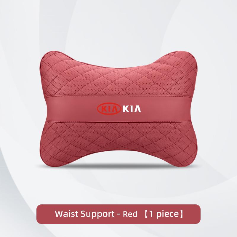 Car Seat Neck Pillow Leather Headrest Lumbar Waist Support Mat For KIA EV6 Stinger RIO Sorento Picanto Ceed Borrego Syros K4 K5
