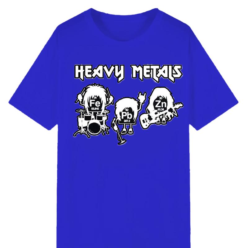 Heavy Metals Chemistry Periodic Table Rock Roll Music Physics Biology Print Men T Shirt Vintage Unisex Casual Loose T-shirt Tops