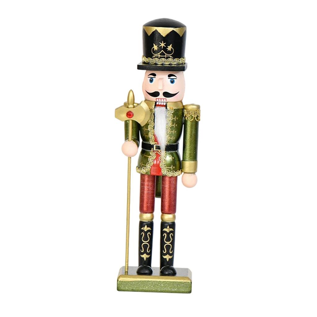 Christmas Nutcracker 25cm Solid Wood Christmas Gift Traditional Craft Wooden Nutcracker for Desk Office Shelf Bedroom Holiday
