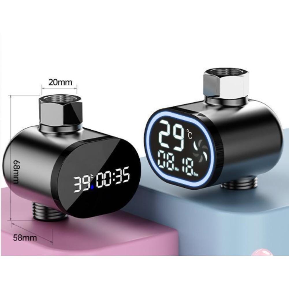 Durchflussbetriebenes Duschthermometer mit digitaler Echtzeitanzeige, Wasserbetrieben, keine Batterie erforderlich, Farbwechselnde Temperaturanzeige für Badezimmer Saf