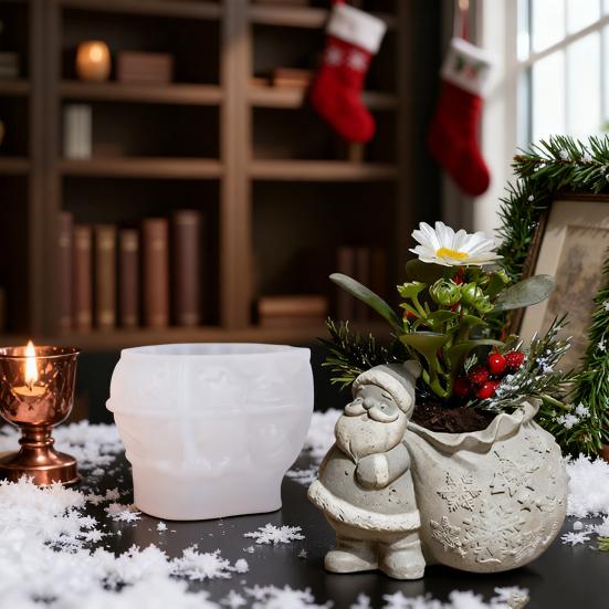 Christmas Santa Claus Epoxy Mold Small Item Storage Candle Container DIY Casting Mold Reusable Holiday Decor