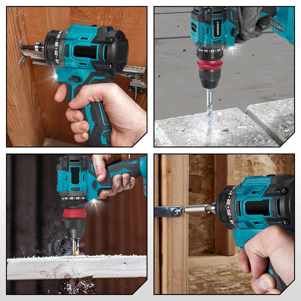 High-Power Handheld Brushless Electric Drill with Detachable Design and Wireless Lithium Battery