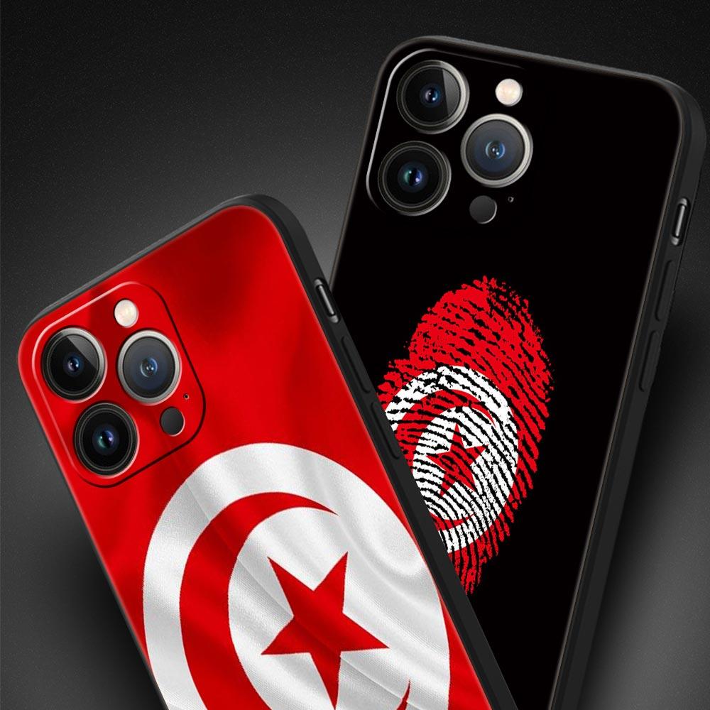 Tunisia Flag Phone Case For iPhone 17 16 15 Pro Max 11 12 13 14 7 8 Plus SE 2020 X XR XS Cover Soft Black