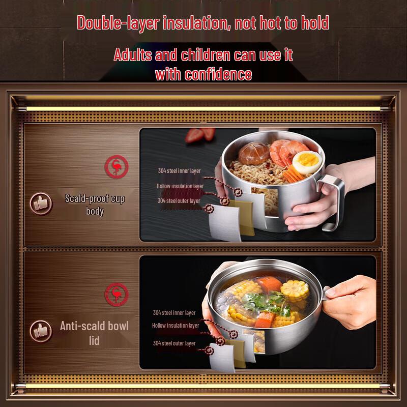 Stainless Steel Insulated Lunch Bowl with Handle