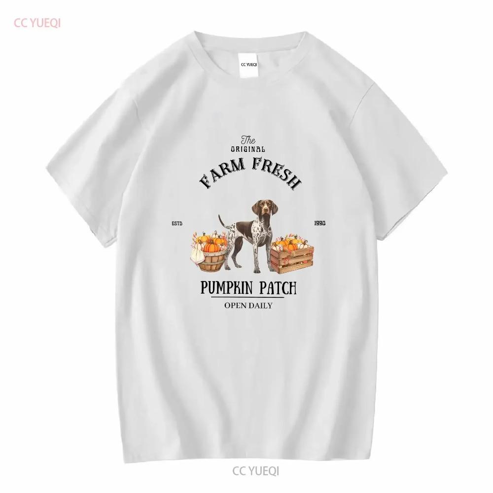 

Тыквенная ферма Немецкий короткошерстный пойнтер футболка короткий рукав подарки ГСП Собака длинный или короткий рукав винтаж Выстиранный графический Унисекс XXXXXL белый