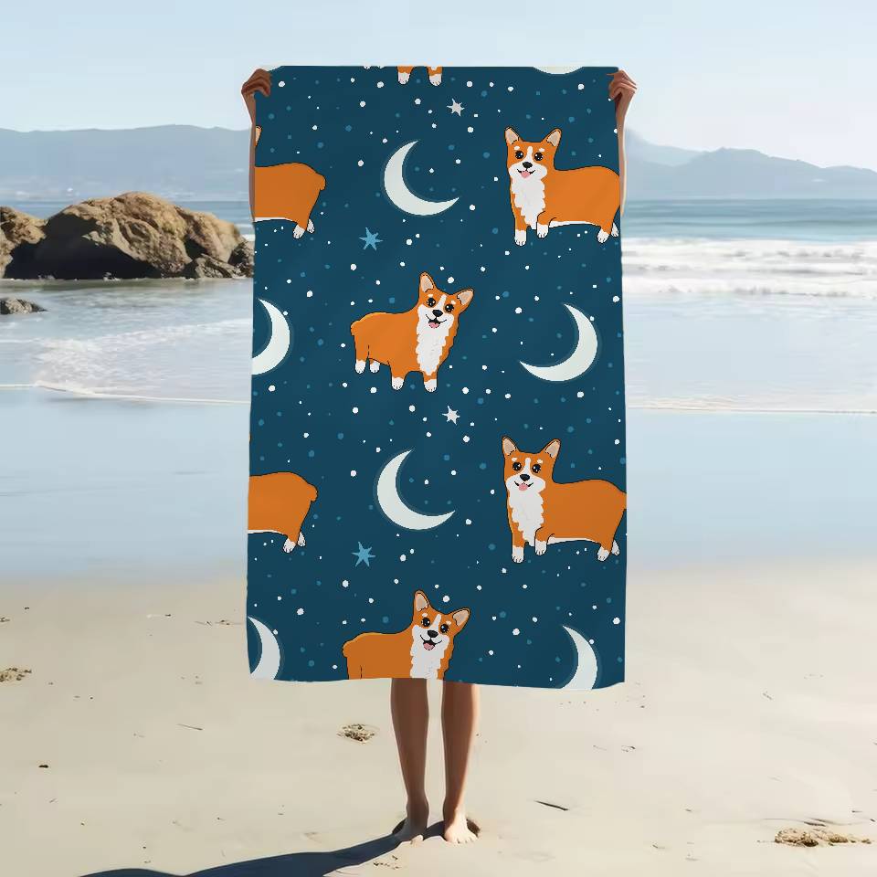 Cartoon Hund Aufdruck Strandtuch Cartoon Niedlich Sommer Kinder Großes Bade Pool Strandtuch Mikrofaser Saugfähig Zum Schwimmen Reisen