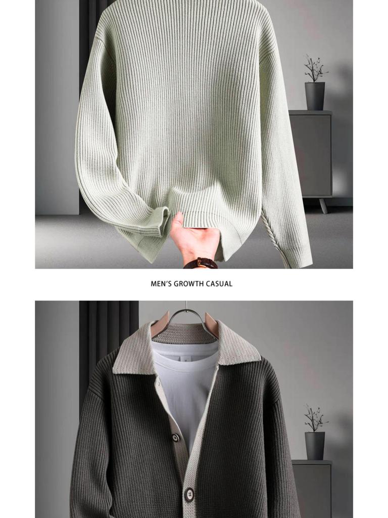Men's Trendy Two-Piece Knit Cardigan: High-End Wool Sweater Jacket for Autumn/Winter