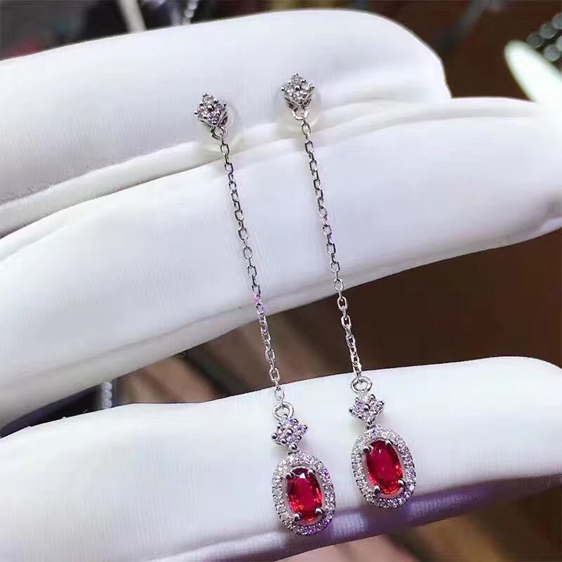 Small Style Classic Design Earrings For Women  Inlaid Ruby Long Earings Fashion Exquisite And Wedding Jewelry Gift