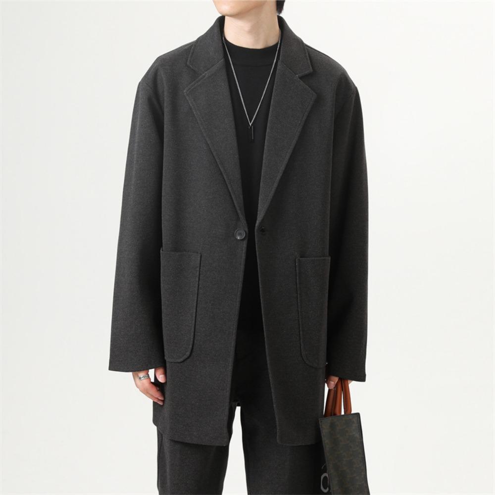 Woolen Coat Medium and Long Trench Coat Youth Suit Loose Men's Coat