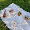 1Pcs Portable Cotton Blend Picnic Mat with Tassel for Outdoor Camping Dustproof Tablecloth Mat Soft Sofa Blankets Camping Parts