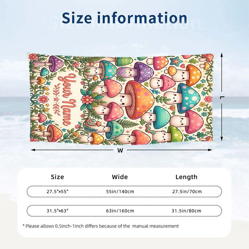 Floral Garden Theme Beach Towel Personalized Custom Name & Text Soft Quick Dry Beach Towel for Swimming Travel