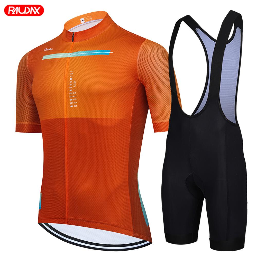 Raudax Road Bike Jersey Set Men Cycling Clothing Summer MTB Team Clothes Short Sleeve Uniform Triathlon Skinsuit Ropa De Hombre