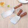 Three-Sided Beveled Stainless Steel Spatula with Wooden Handle - Ideal for Teppanyaki, Pancakes, and Cakes