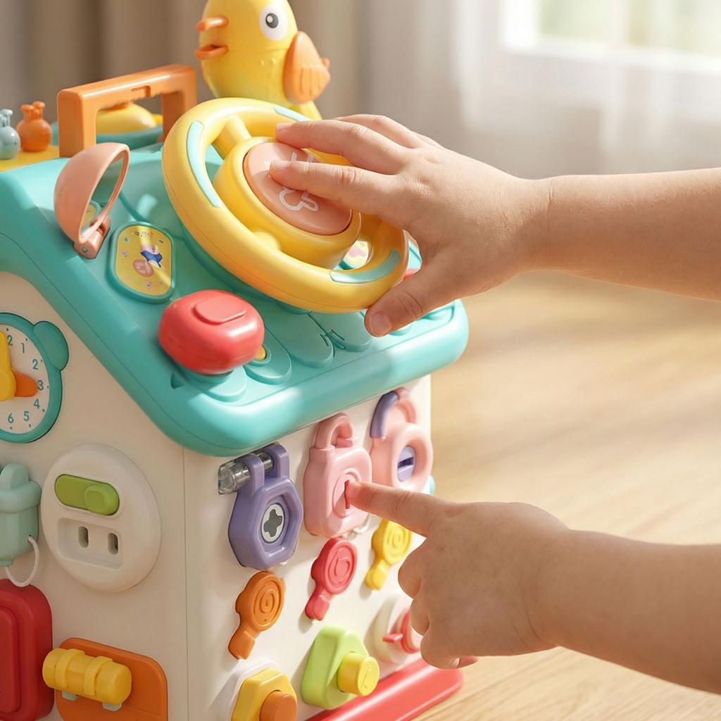 Puzzle Multi Functional Busy Board Six Sided House Baby Toy 6-12 Months Unlocking Early Education Children's Toy