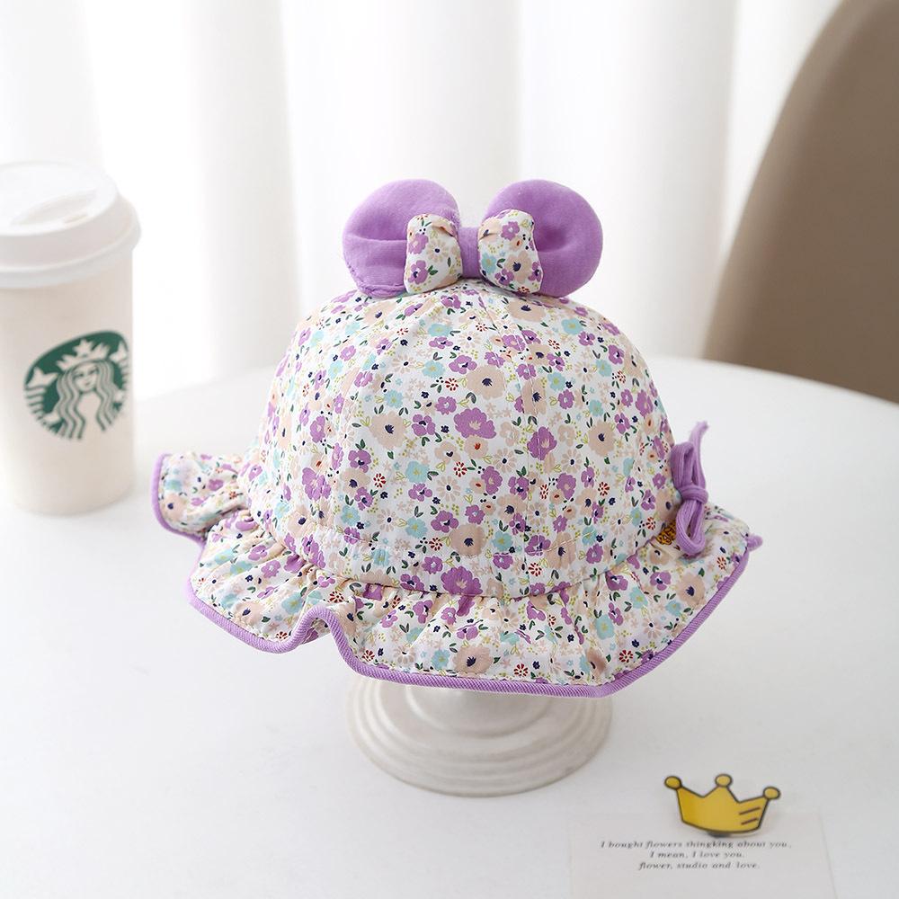 Toddler Girl Floral Bucket Hat With Bowknot And Drawstring Thin Spring Autumn Sun Hat Cute Baby Girls Outdoor Cap