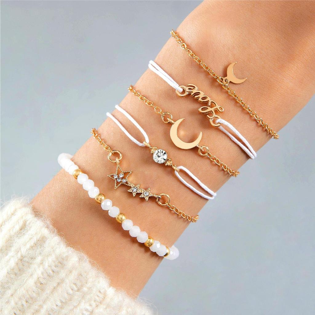 Accessories, Bohemian Multi-layer Stacked Bracelets, Star Moon Rice Bead Bracelets Wholesale