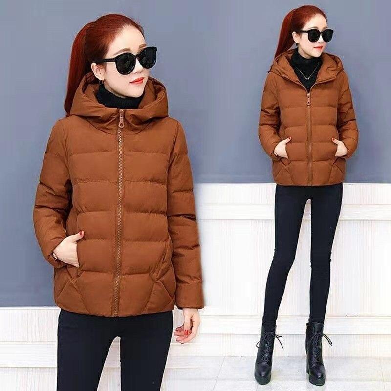 Women Parkas Jackets Winter Lady Casual Short Coats Long Sleeve Female Cotton Padded Parka Outwear Coat