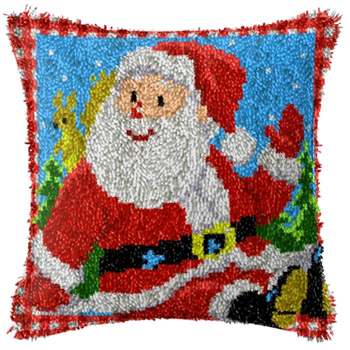 Christmas Deer Latch Hook Kit Santa Claus Knot Pillow Package Embroidery Latch Hook Kits Cushion Pillowcase Set For Needlework