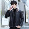 Herren-Lederjacke, Herbst und Winter, neue Plüsch-Isolierjacke, trendige Motorrad-Lederjacke, Jugendmode-Label-Kleidung