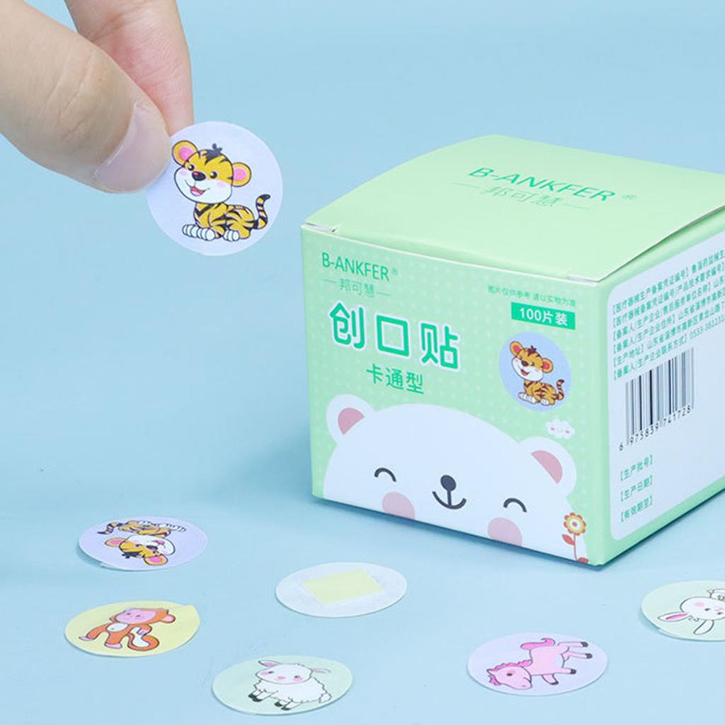Cute Waterproof Kids Bandages Cartoon Breathable Round Mini Vaccine Wound Plasters for Baby Injection Care 100pcs/20pcs